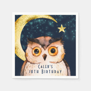 Serviette Jetable Fête d'anniversaire de sommeil mignon de hibou noc