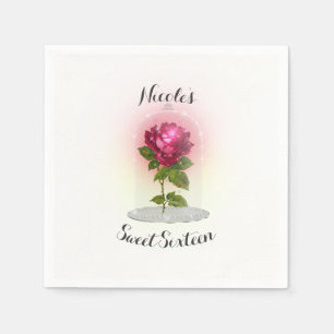 Serviette Jetable Fête d'anniversaire Enchanted Magical Red Rose