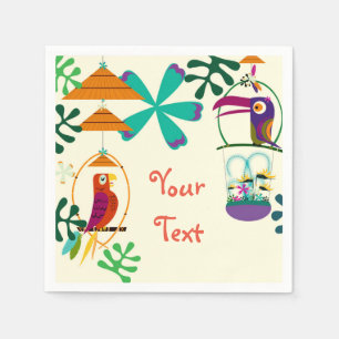 Serviette Jetable Fête d'anniversaire oiseaux Tiki Vintage Luau pers