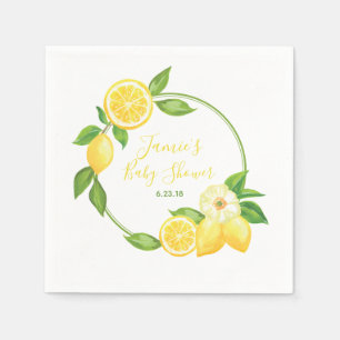 Serviette Jetable Fête de Baby shower de citron vert jaune