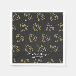 Serviette Jetable Fête de Bachelorette Design Moderne Diamant Or
