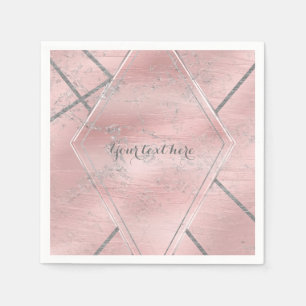 Serviette Jetable Fête de designer glamour à paillettes en satin ros