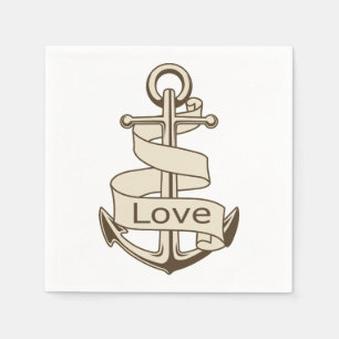 Serviette Jetable Fête de mariage d'amour pour la Ancre nautique Vin