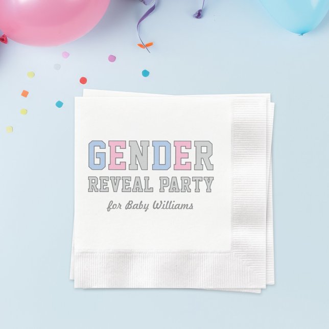 Serviette Jetable Fête de révélation de genre moderne rose et bleu b (Créateur téléchargé)