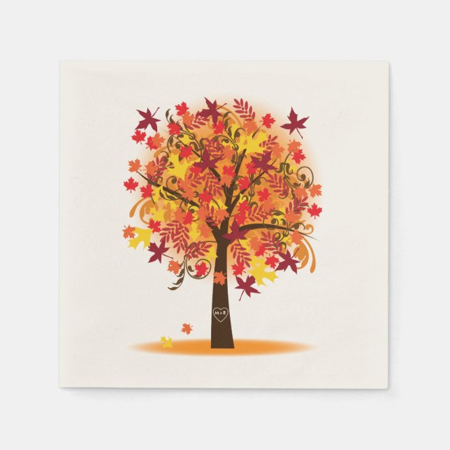 Serviette Jetable Fête des mariées Automne Ecru Standard Cocktail Na (Devant)