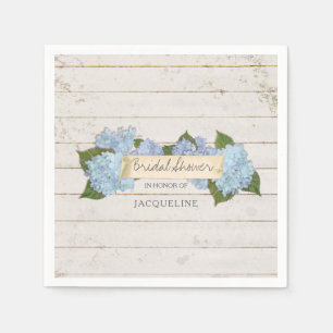 Serviette Jetable Fête des mariées Blue Hydrangea Shiplap Bois