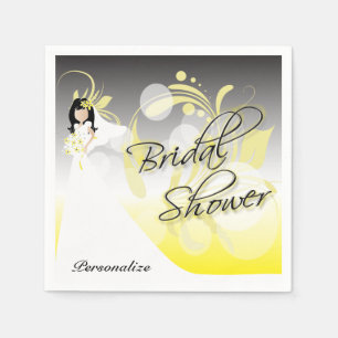 Serviette Jetable Fête des mariées en Jaune et Gris