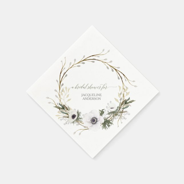 Serviette Jetable Fête des mariées Floral BOHO Wreath Anémonique Rus (Coin)
