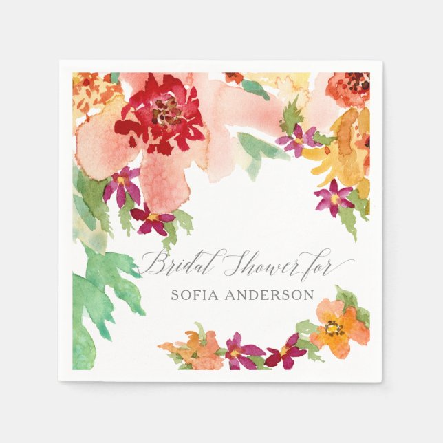 Serviette Jetable Fête des mariées Moderne Aquarelle Automne Art (Devant)