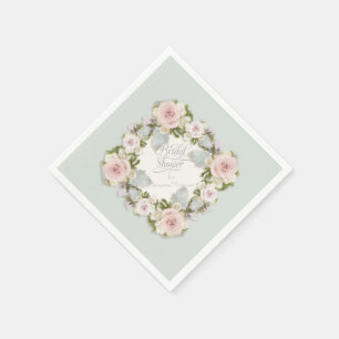 Serviette Jetable Fête des mariées Romantique  fleurs florales Rose