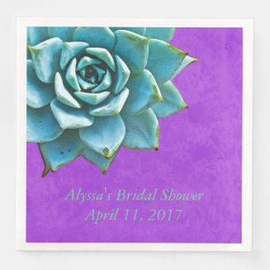 Serviette Jetable Fête des mariées Succulente Aquarelle Dentelle vio
