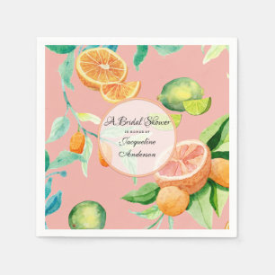 Serviette Jetable Fête des mariées Thé Citrus Coral Orange Lemon Gar