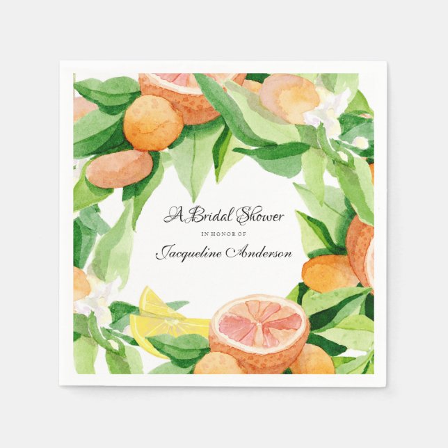 Serviette Jetable Fête des mariées Thé Citrus Feuille Orange Lemon G (Devant)