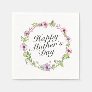 Serviette Jetable Fête des Mères simple Joyeuse Fleur Wreath Napkin