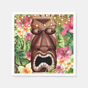 Serviette Jetable Fête d'été Tiki Luau en bois hawaïen