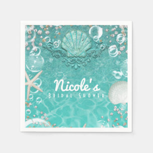 Serviette Jetable Fête Océanique Turquoise Enchantée Étoile de Mer &