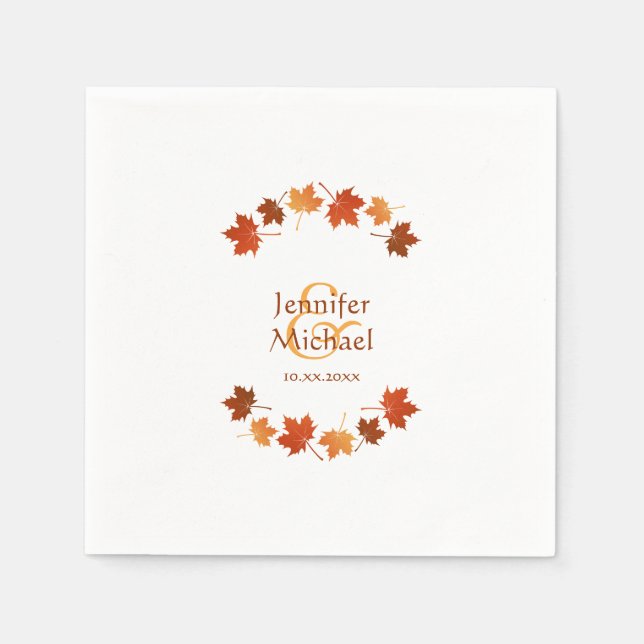 Serviette Jetable feuille de l'érable d'automne mariage de automne r (Devant)