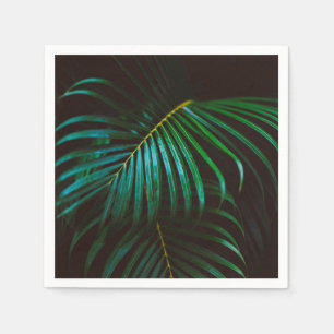 Serviette Jetable Feuille de palme tropicale Vert vert minimaliste