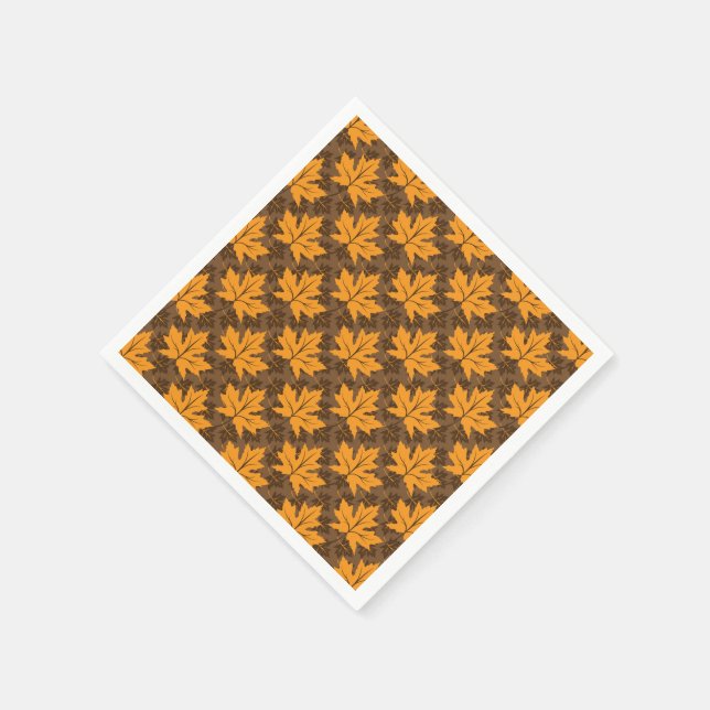 Serviette Jetable Feuille motif d'érable d'automne orange et brun (Coin)