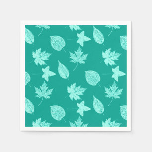 Serviette Jetable Feuilles d'automne - aqua et turquoise
