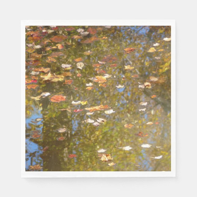 Serviette Jetable Feuilles d'automne et réflexion sur le cours d'eau (Devant)