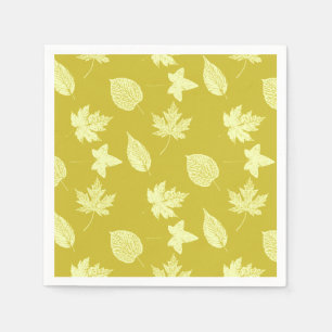 Serviette Jetable Feuilles d'automne - moutarde et jaune clair