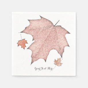 Serviette Jetable Feuilles D'automne Pailletées Hiver Automne Doré F