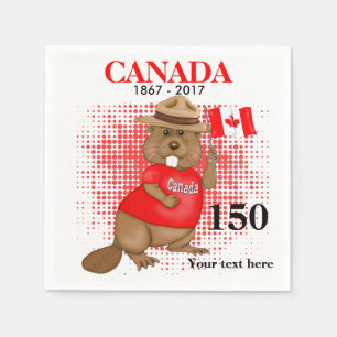 Serviette Jetable Fière fête canadienne du castor 150