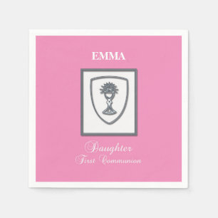 Serviette Jetable Fille, première communion, chalice d'argent