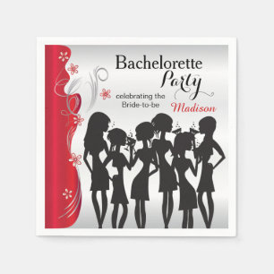 Serviette Jetable Filles de la fête de bachelorette - Rouge profond