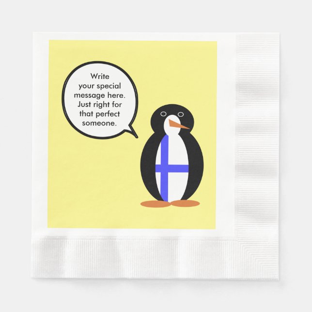 Serviette Jetable Finlande Parler de Mme Penguin Personnalisée (Devant)