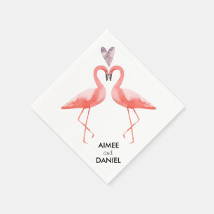 Serviette Jetable Flamants roses tropical mariage