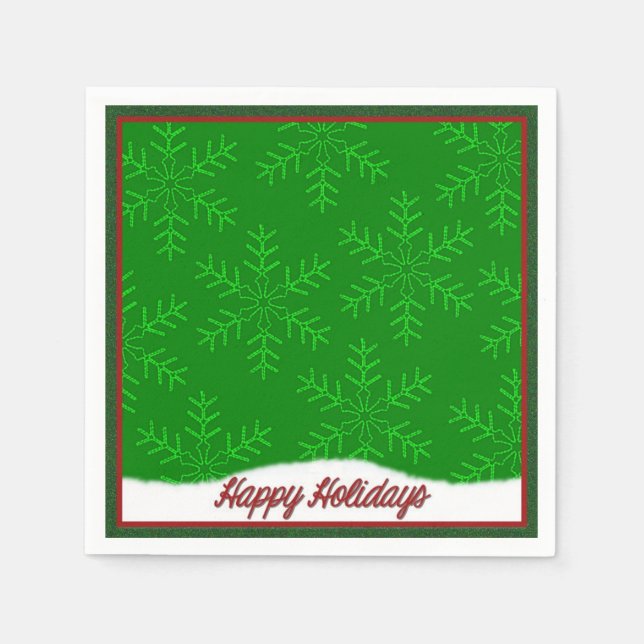 Serviette Jetable Flammes de neige vertes Noël Naples (Devant)
