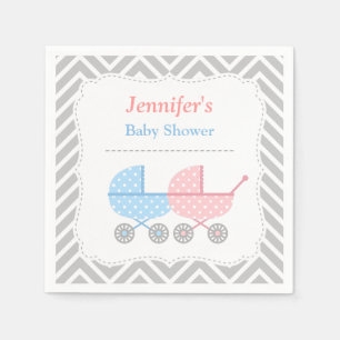 Serviette Jetable Flèches roses bleues Twins Baby shower Fournitures