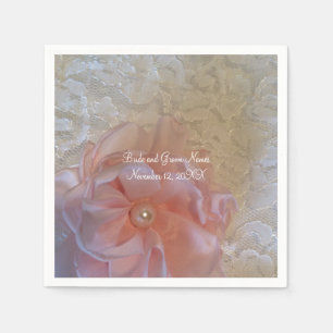 Serviette Jetable Fleur Rose Lace Blanche Avec Pearle