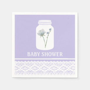 Serviette Jetable Fleur sauvage Mason Jar et Baby shower dentelle