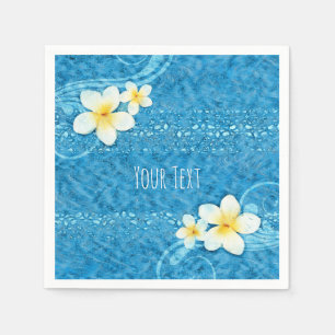 Serviette Jetable Fleur tropicale de Plumeria Bleu Fête d'été