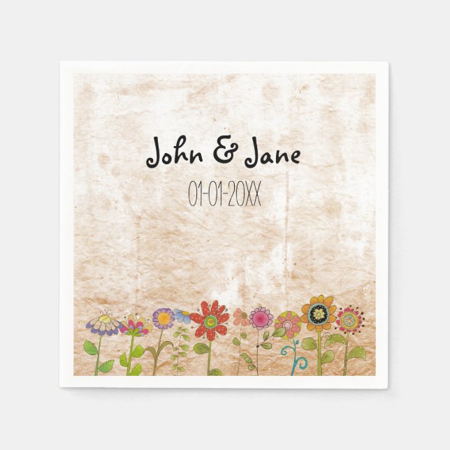 Serviette Jetable Fleurs (Devant)