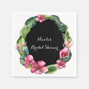 Serviette Jetable Fleurs de Jardin Tropical & Feuille Chic Luau Part