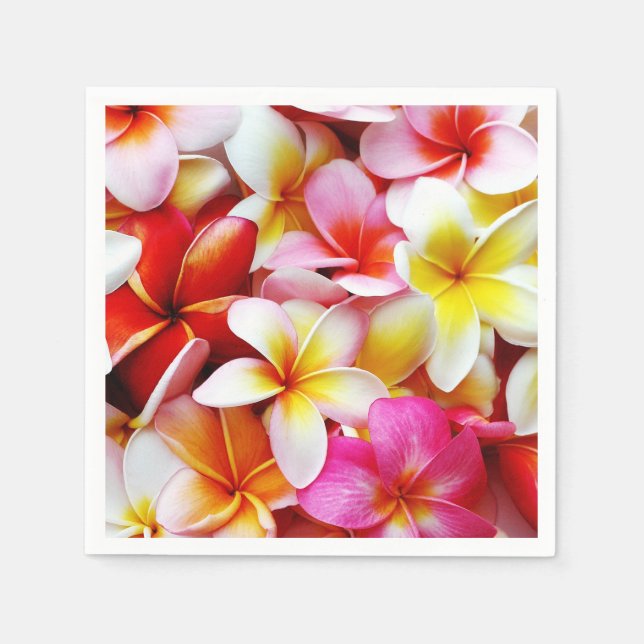 Serviette Jetable Fleurs de la Plumeria Frangipani hawaïen Floral (Devant)