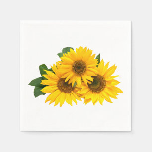 Serviette Jetable Fleurs de Mariage campagnard de tournesol jaune fl