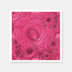 Serviette Jetable Fleurs embouteillées-Berry-COCKTAIL NAPKINS