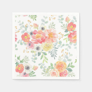 Serviette Jetable Fleurs en pastel