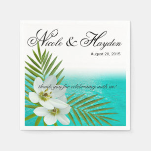 Serviette Jetable Fleurs tropicales de la plage d'Aloha