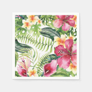 Serviette Jetable Fleurs Tropicales Feuilles Fête de Mariage Florale