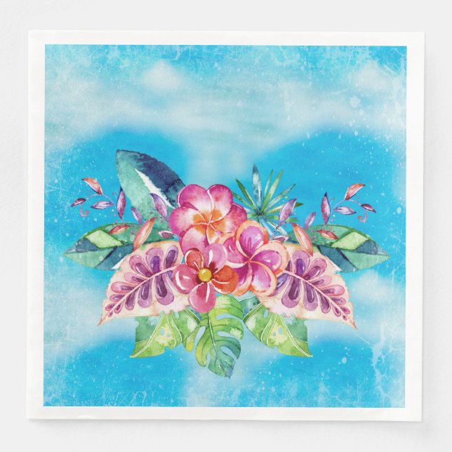 Serviette Jetable Fleurs tropicales - Plage d'Aloha (Devant)