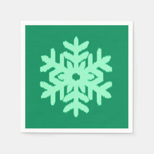 Serviette Jetable Flocon de neige Ikat - Vert pin et menthe
