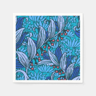Serviette Jetable Floral bleu ancien Boho moderne