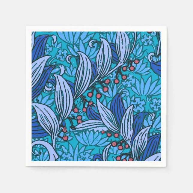 Serviette Jetable Floral bleu ancien Boho moderne (Devant)