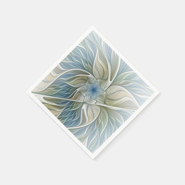 Serviette Jetable Floral Dream Motif Abstrait Blue Khaki Fractal (Coin)